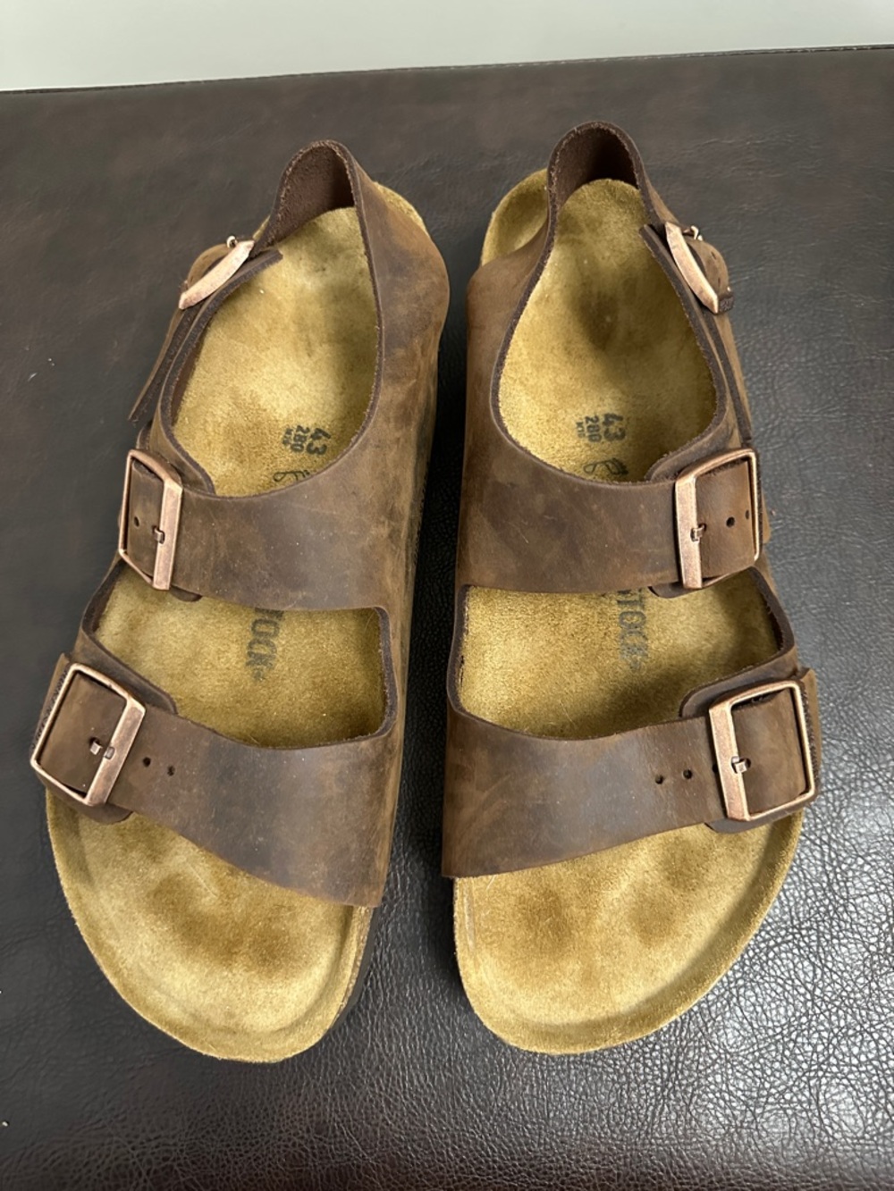 Sz43 New Men’s Birkenstock Havana Milano Oiled Leather Sandals - Picture 5 of 14